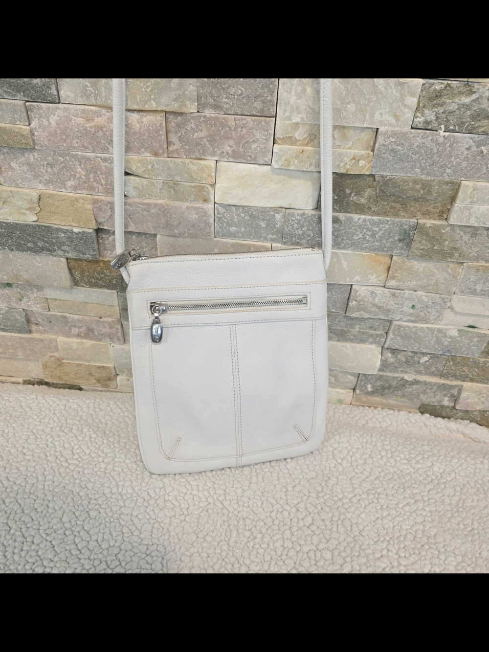 Tignanello White Crossbody Leather Bag
